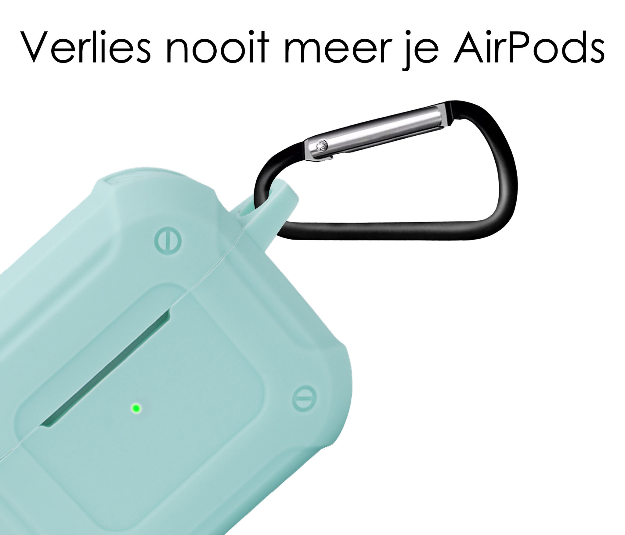 NoXx Hoes Geschikt voor AirPods 3 Hoesje Cover Silicone Case Hoes Met Karabijnhaak - Mint