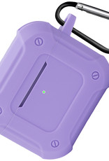 NoXx Hoes Geschikt voor AirPods 3 Hoesje Cover Silicone Case Hoes Met Karabijnhaak - Lila