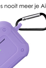 NoXx Hoes Geschikt voor AirPods 3 Hoesje Cover Silicone Case Hoes Met Karabijnhaak - Lila