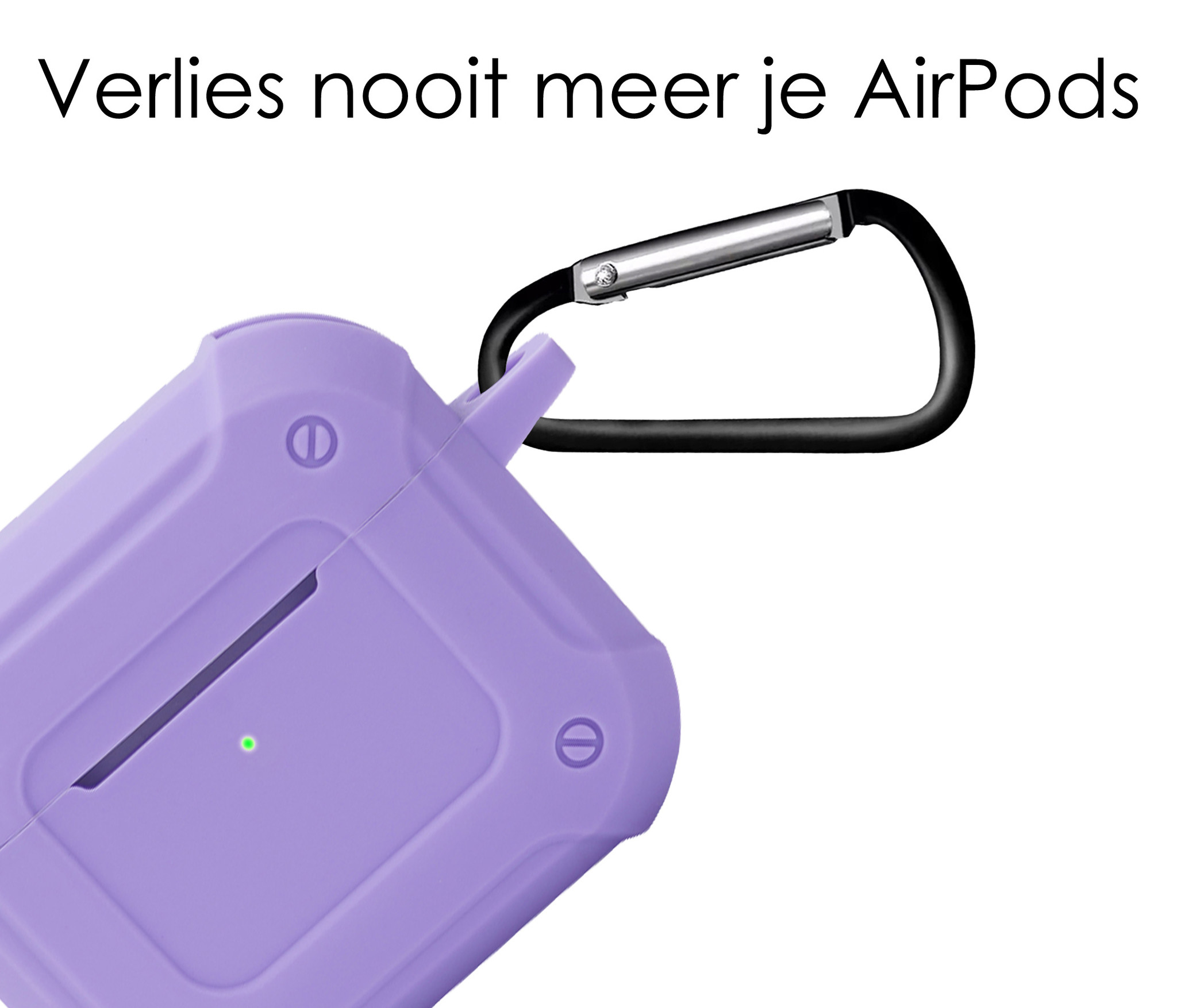 NoXx Hoes Geschikt voor AirPods 3 Hoesje Cover Silicone Case Hoes Met Karabijnhaak - Lila
