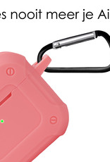 NoXx Hoes Geschikt voor AirPods 3 Hoesje Cover Silicone Case Hoes Met Karabijnhaak - Roze
