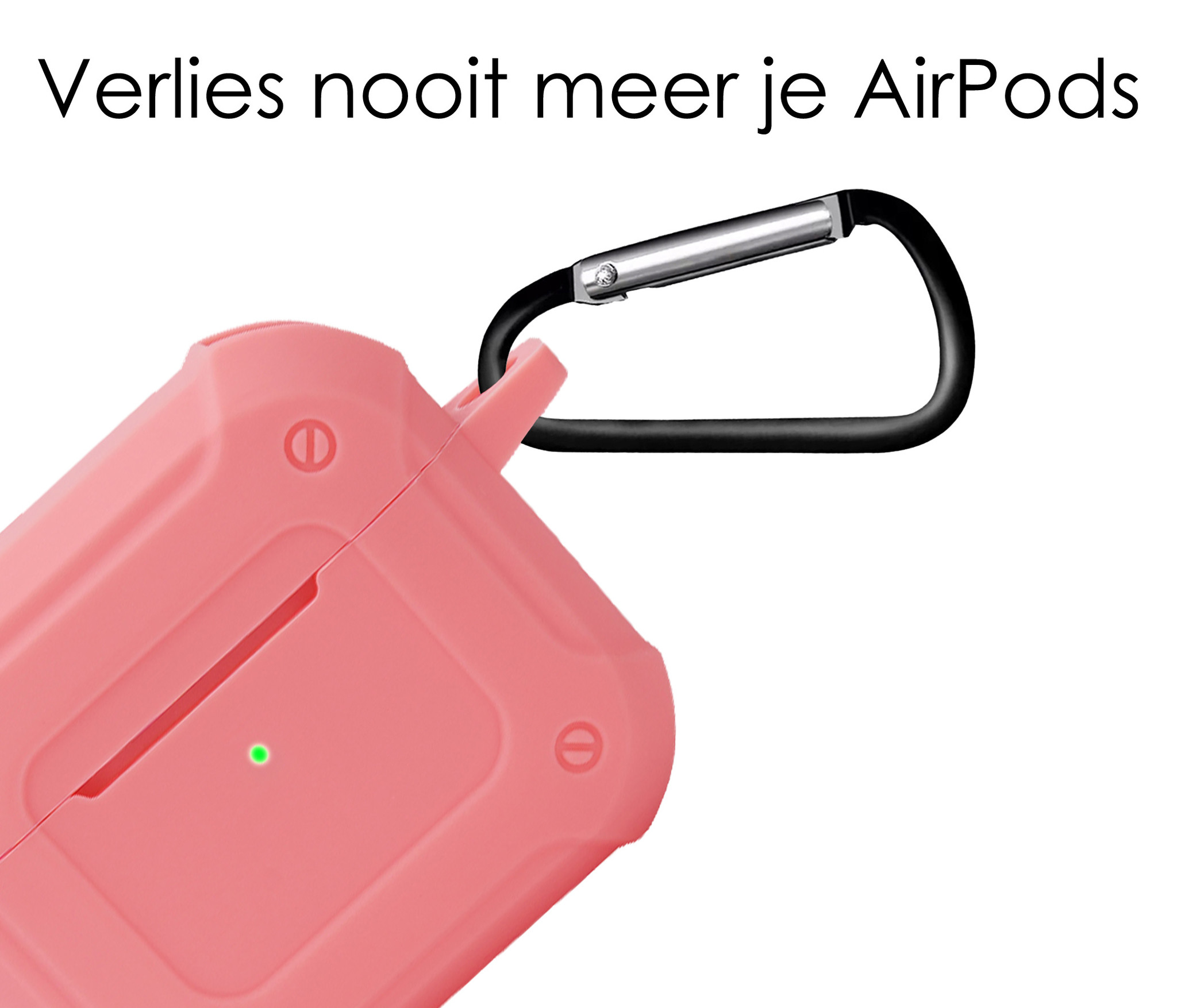 NoXx Hoes Geschikt voor AirPods 3 Hoesje Cover Silicone Case Hoes Met Karabijnhaak - Roze