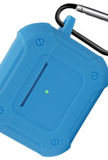 NoXx Hoes Geschikt voor AirPods 3 Hoesje Cover Silicone Case Hoes Met Karabijnhaak - Lichtblauw