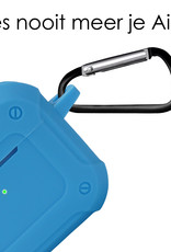 NoXx Hoes Geschikt voor AirPods 3 Hoesje Cover Silicone Case Hoes Met Karabijnhaak - Lichtblauw