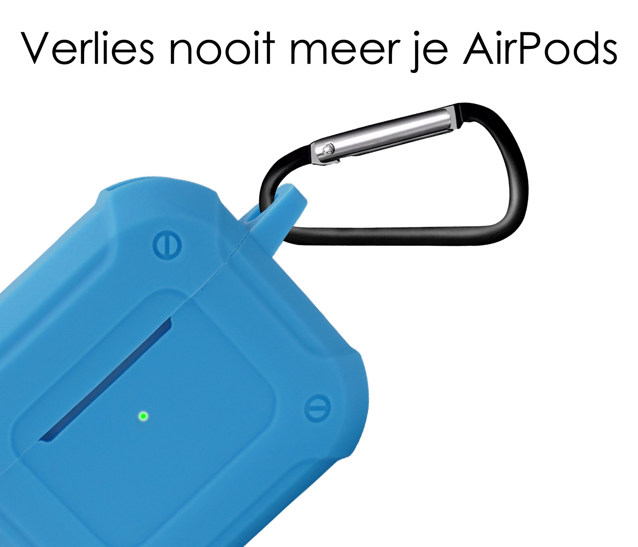 NoXx Hoes Geschikt voor AirPods 3 Hoesje Cover Silicone Case Hoes Met Karabijnhaak - Lichtblauw