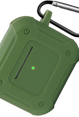 NoXx Hoes Geschikt voor AirPods 3 Hoesje Cover Silicone Case Hoes Met Karabijnhaak - Groen