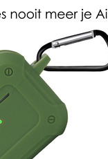 NoXx Hoes Geschikt voor AirPods 3 Hoesje Cover Silicone Case Hoes Met Karabijnhaak - Groen