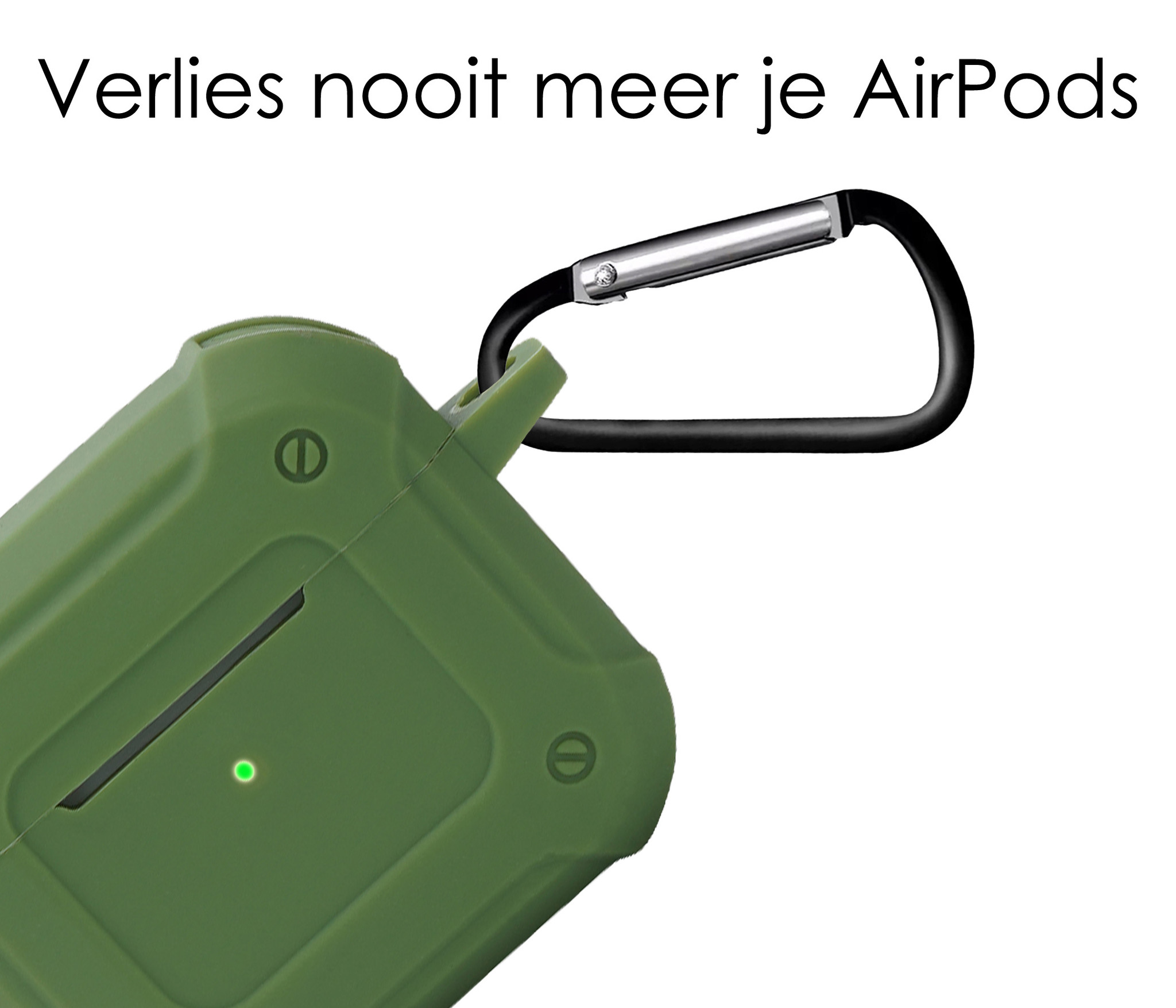 NoXx Hoes Geschikt voor AirPods 3 Hoesje Cover Silicone Case Hoes Met Karabijnhaak - Groen