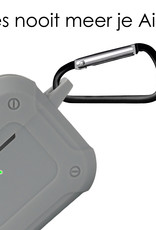 NoXx Hoes Geschikt voor AirPods 3 Hoesje Cover Silicone Case Hoes Met Karabijnhaak - Grijs