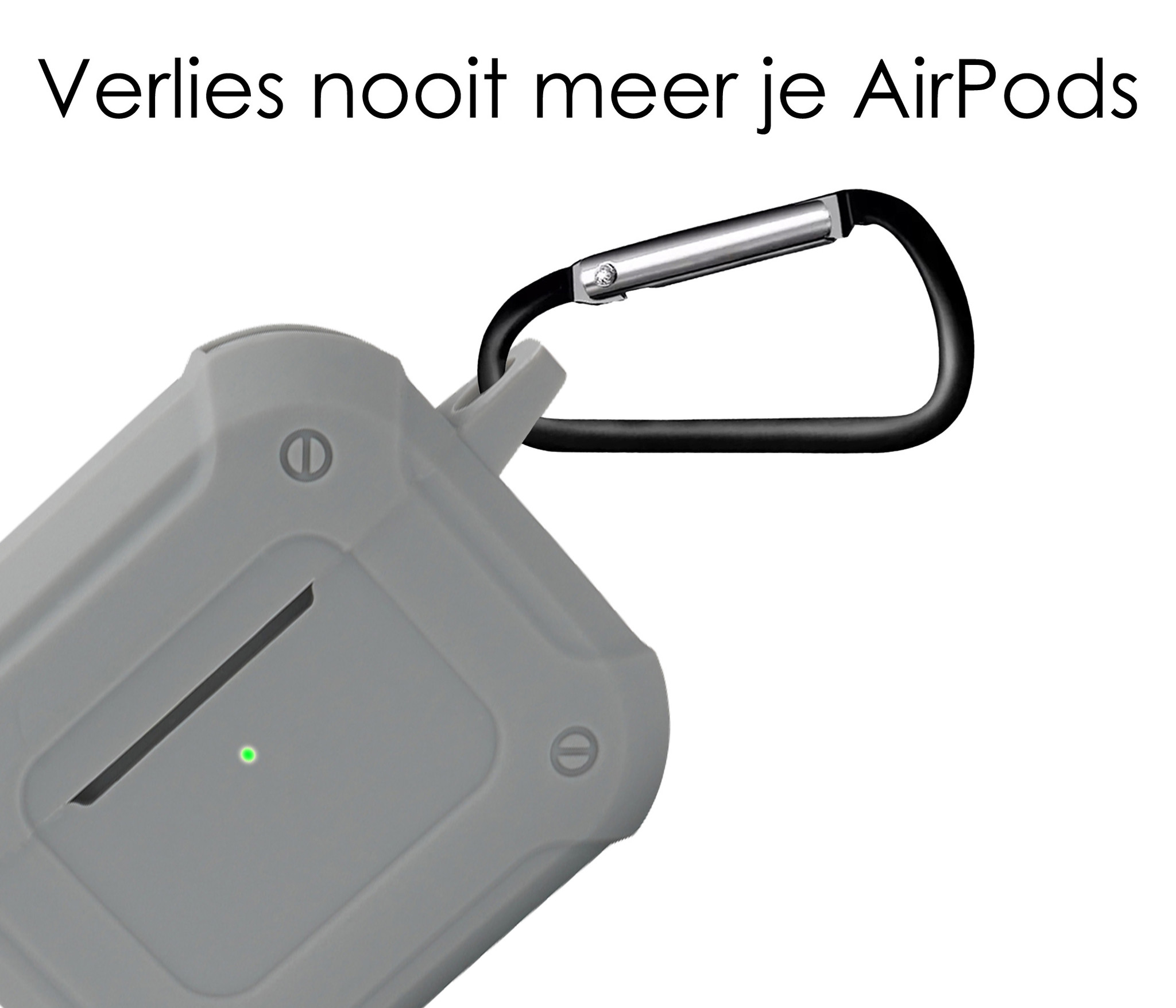 NoXx Hoes Geschikt voor AirPods 3 Hoesje Cover Silicone Case Hoes Met Karabijnhaak - Grijs