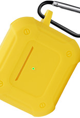 NoXx Hoes Geschikt voor AirPods 3 Hoesje Cover Silicone Case Hoes Met Karabijnhaak - Geel