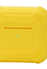 NoXx Hoes Geschikt voor AirPods 3 Hoesje Cover Silicone Case Hoes Met Karabijnhaak - Geel