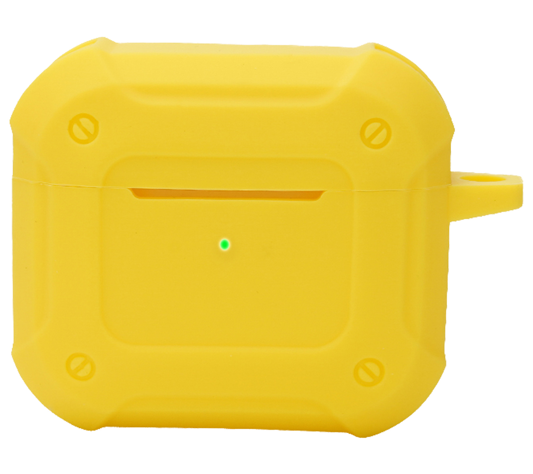 NoXx Hoes Geschikt voor AirPods 3 Hoesje Cover Silicone Case Hoes Met Karabijnhaak - Geel