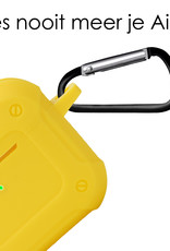 NoXx Hoes Geschikt voor AirPods 3 Hoesje Cover Silicone Case Hoes Met Karabijnhaak - Geel