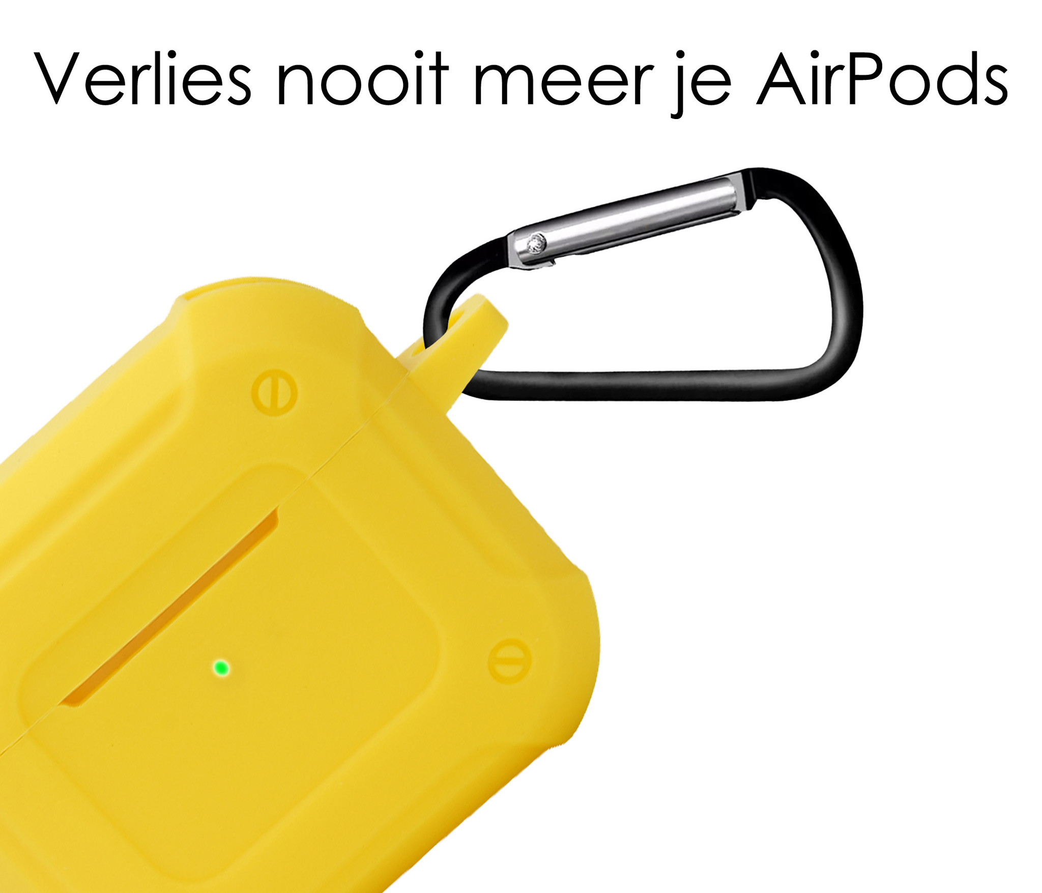 NoXx Hoes Geschikt voor AirPods 3 Hoesje Cover Silicone Case Hoes Met Karabijnhaak - Geel