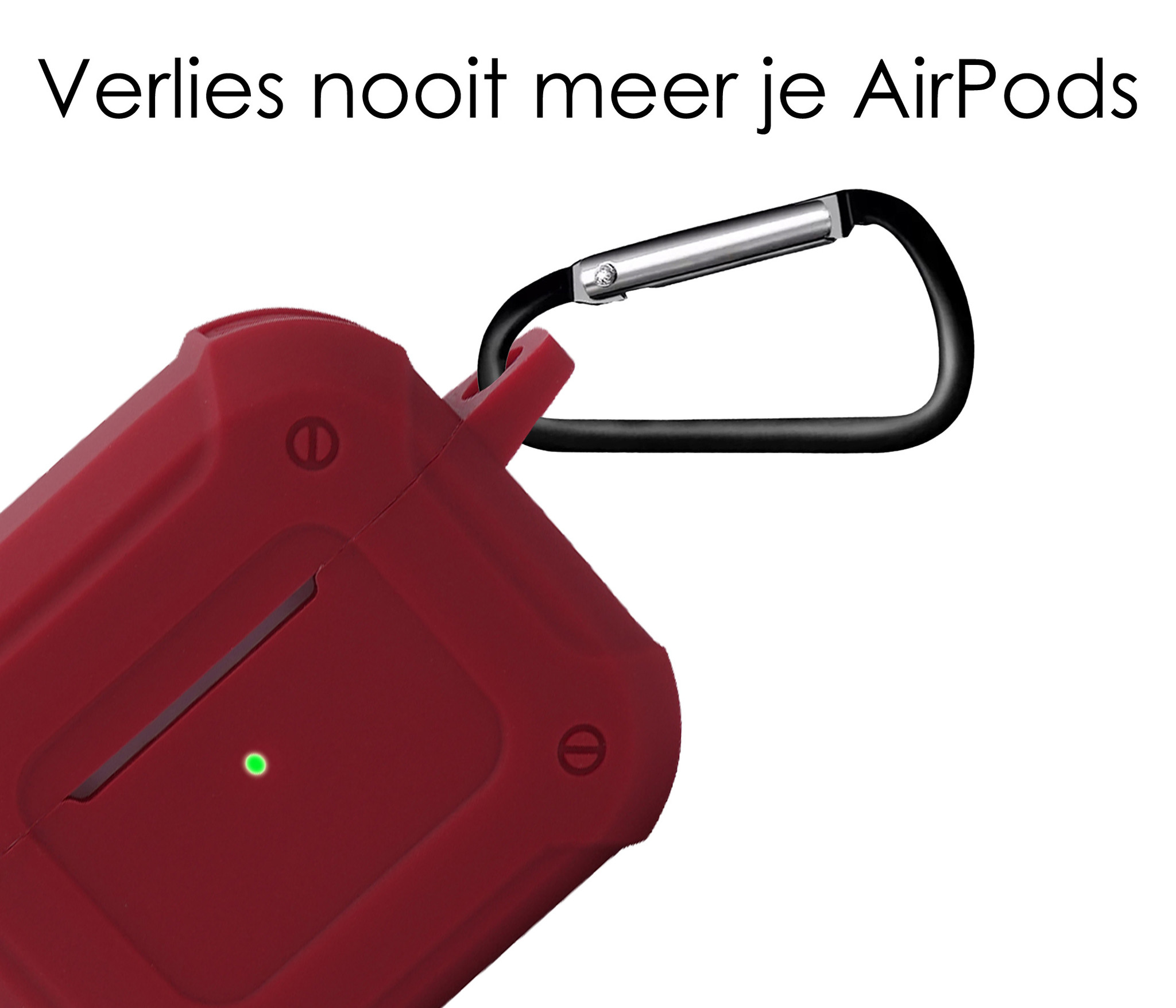 NoXx Hoes Geschikt voor AirPods 3 Hoesje Cover Silicone Case Hoes Met Karabijnhaak - Donkerrood