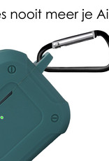 NoXx Hoes Geschikt voor AirPods 3 Hoesje Cover Silicone Case Hoes Met Karabijnhaak - Donkergroen