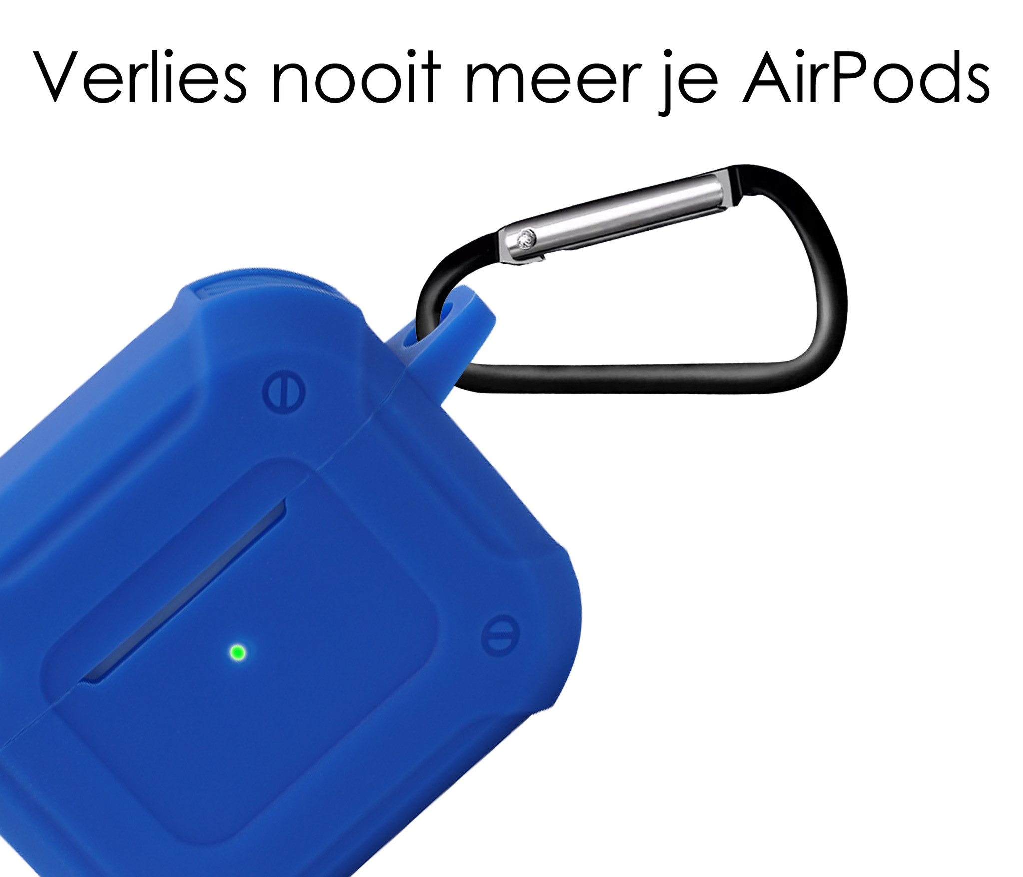 NoXx Hoes Geschikt voor AirPods 3 Hoesje Cover Silicone Case Hoes Met Karabijnhaak - Donkerblauw