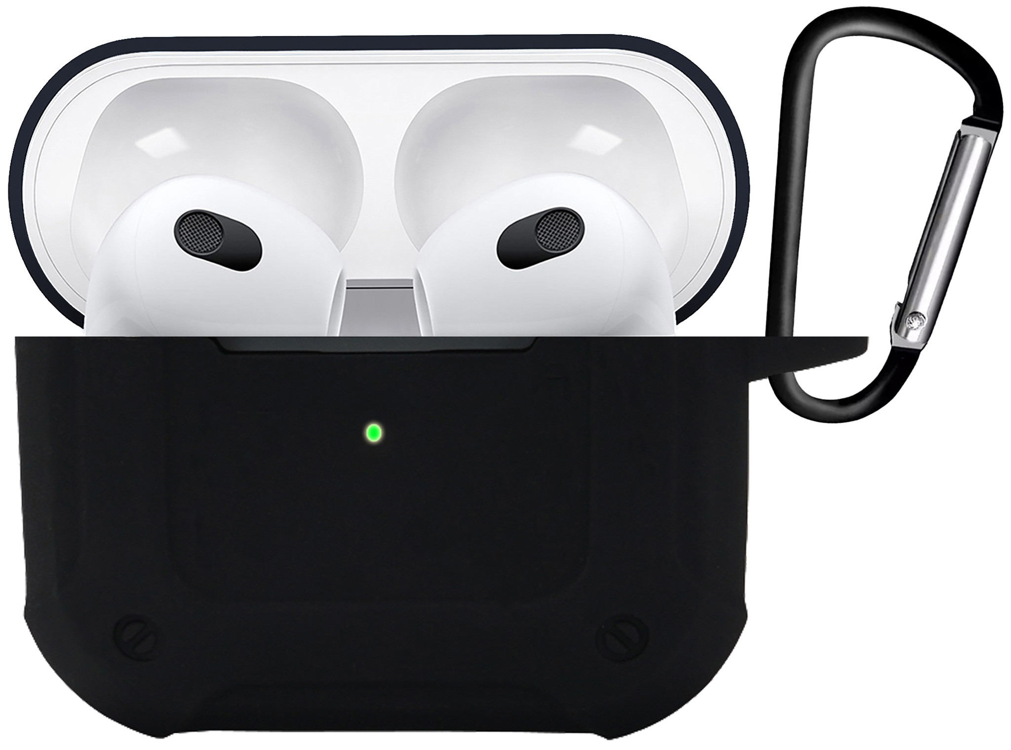 BASEY. Case Geschikt voor AirPods 3 Hoesje Siliconen Shockproof Hoes Cover Met Clip - Hoes Geschikt voor Apple AirPods 3 Case Siliconen - Zwart