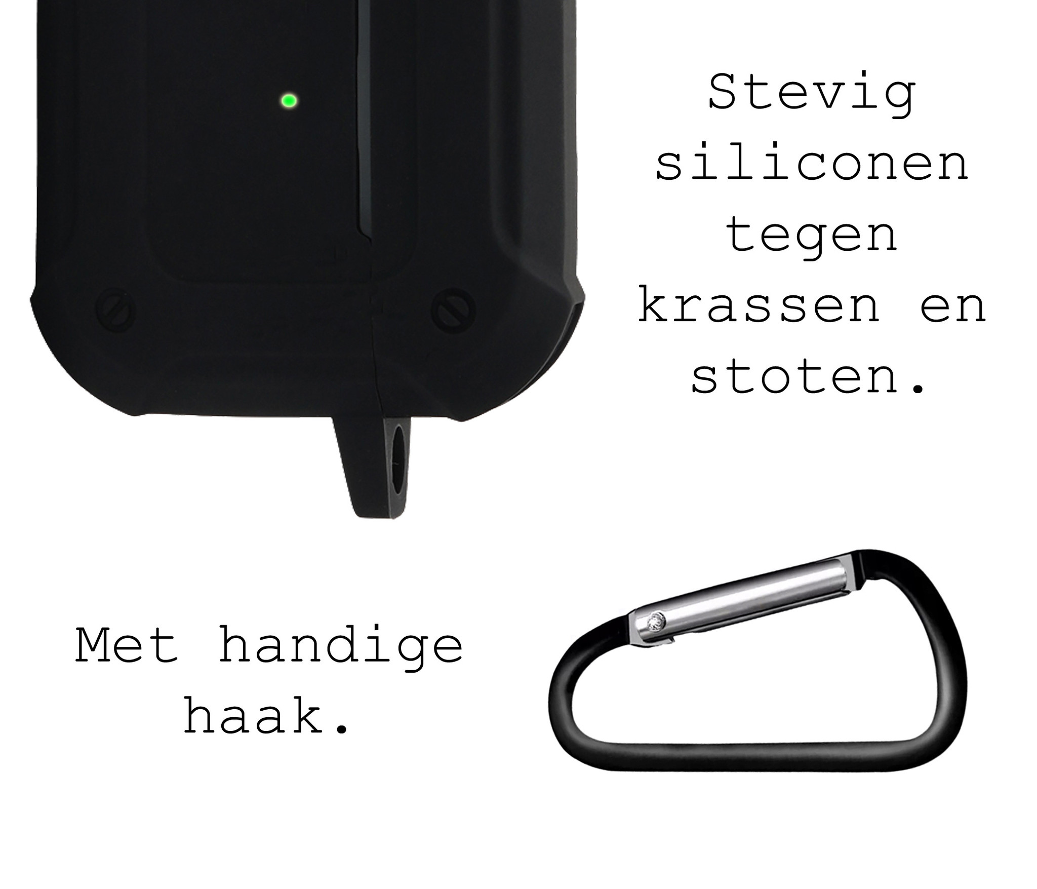BASEY. Case Geschikt voor AirPods 3 Hoesje Siliconen Shockproof Hoes Cover Met Clip - Hoes Geschikt voor Apple AirPods 3 Case Siliconen - Zwart