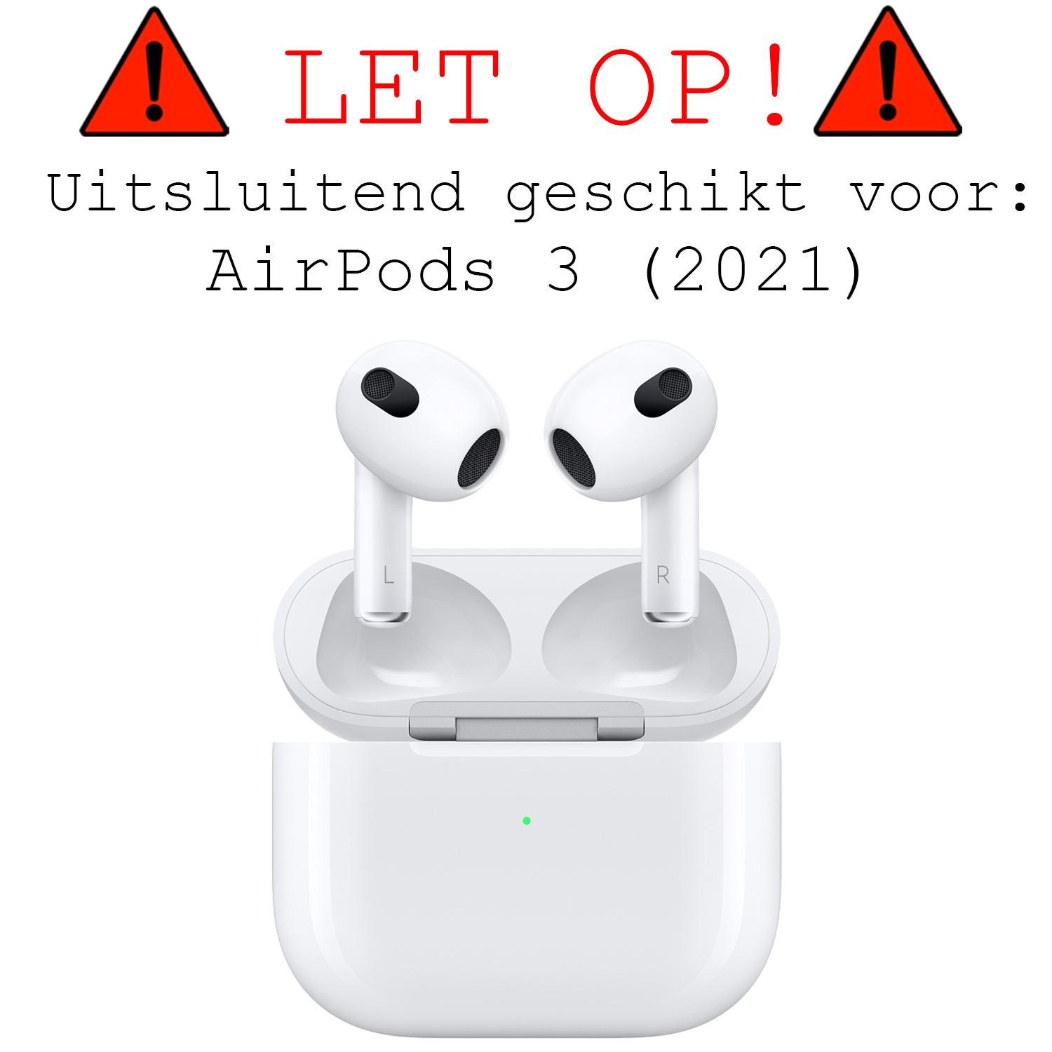 BASEY. Case Geschikt voor AirPods 3 Hoesje Siliconen Shockproof Hoes Cover Met Clip - Hoes Geschikt voor Apple AirPods 3 Case Siliconen - Wit