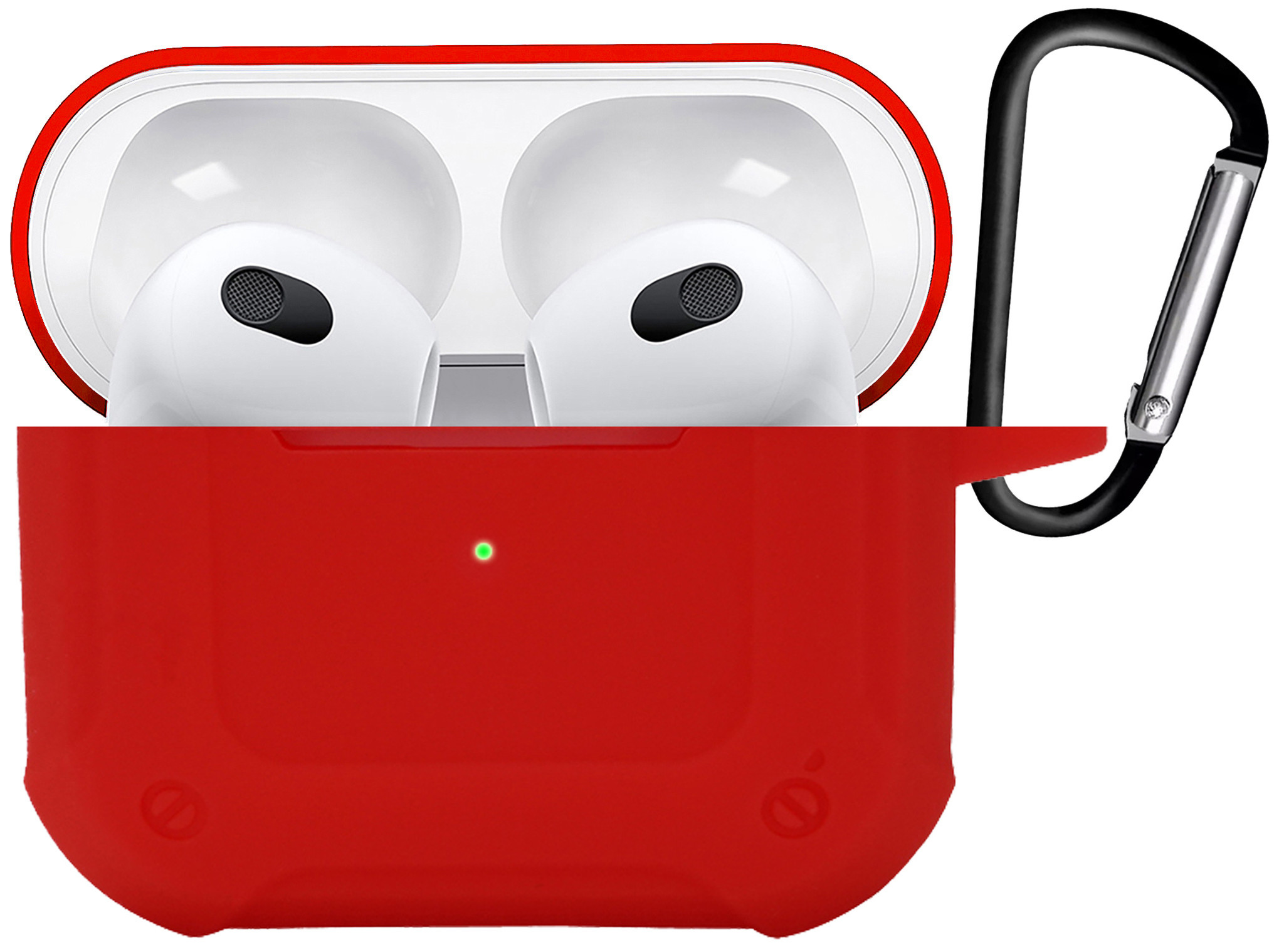 BASEY. Case Geschikt voor AirPods 3 Hoesje Siliconen Shockproof Hoes Cover Met Clip - Hoes Geschikt voor Apple AirPods 3 Case Siliconen - Rood