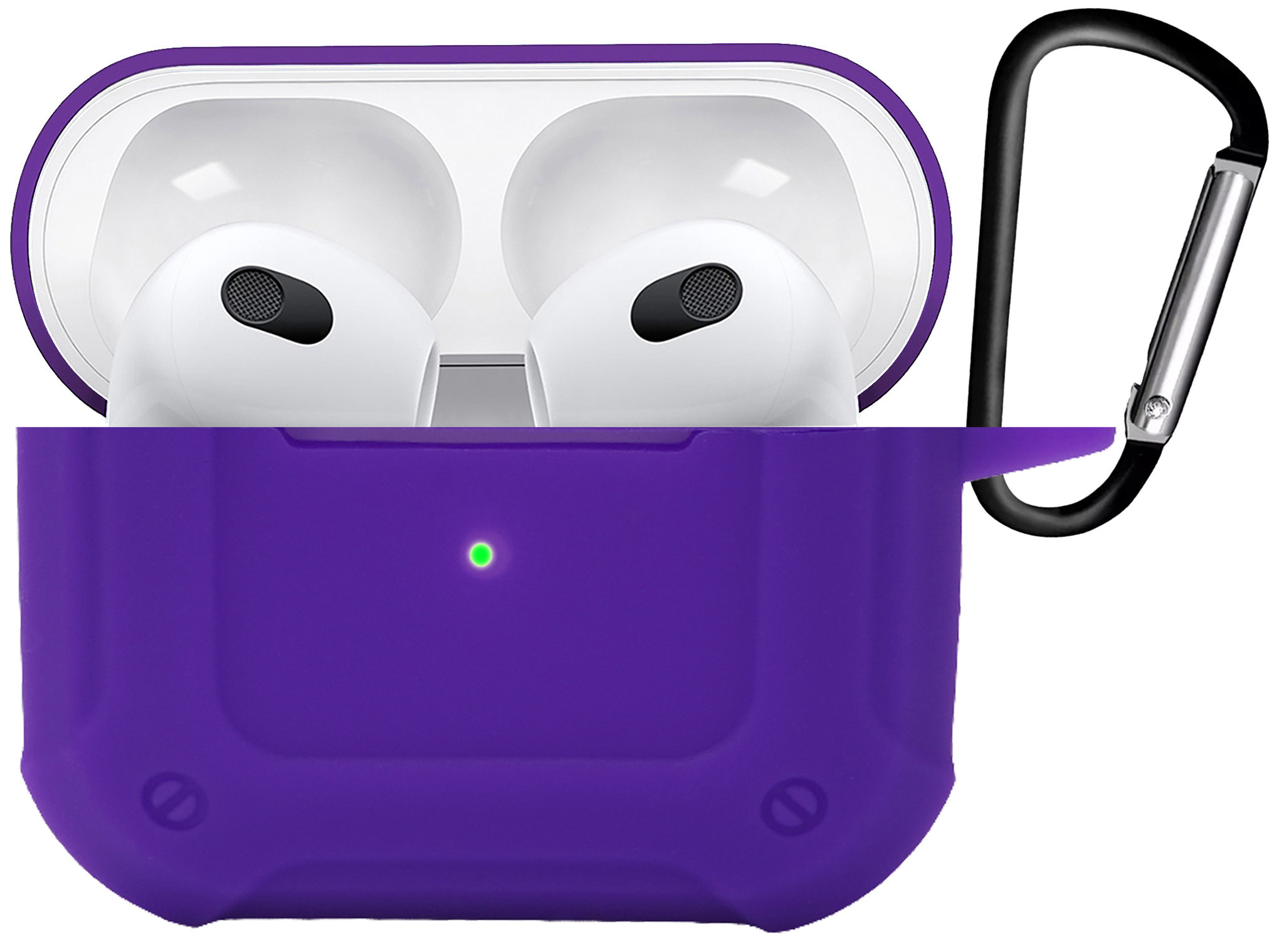 BASEY. Case Geschikt voor AirPods 3 Hoesje Siliconen Shockproof Hoes Cover Met Clip - Hoes Geschikt voor Apple AirPods 3 Case Siliconen - Paars