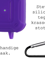 BASEY. Case Geschikt voor AirPods 3 Hoesje Siliconen Shockproof Hoes Cover Met Clip - Hoes Geschikt voor Apple AirPods 3 Case Siliconen - Paars