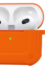 BASEY. Case Geschikt voor AirPods 3 Hoesje Siliconen Shockproof Hoes Cover Met Clip - Hoes Geschikt voor Apple AirPods 3 Case Siliconen - Oranje
