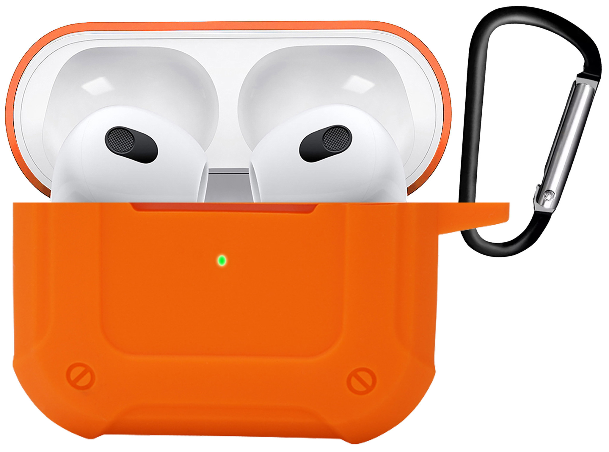 BASEY. Case Geschikt voor AirPods 3 Hoesje Siliconen Shockproof Hoes Cover Met Clip - Hoes Geschikt voor Apple AirPods 3 Case Siliconen - Oranje
