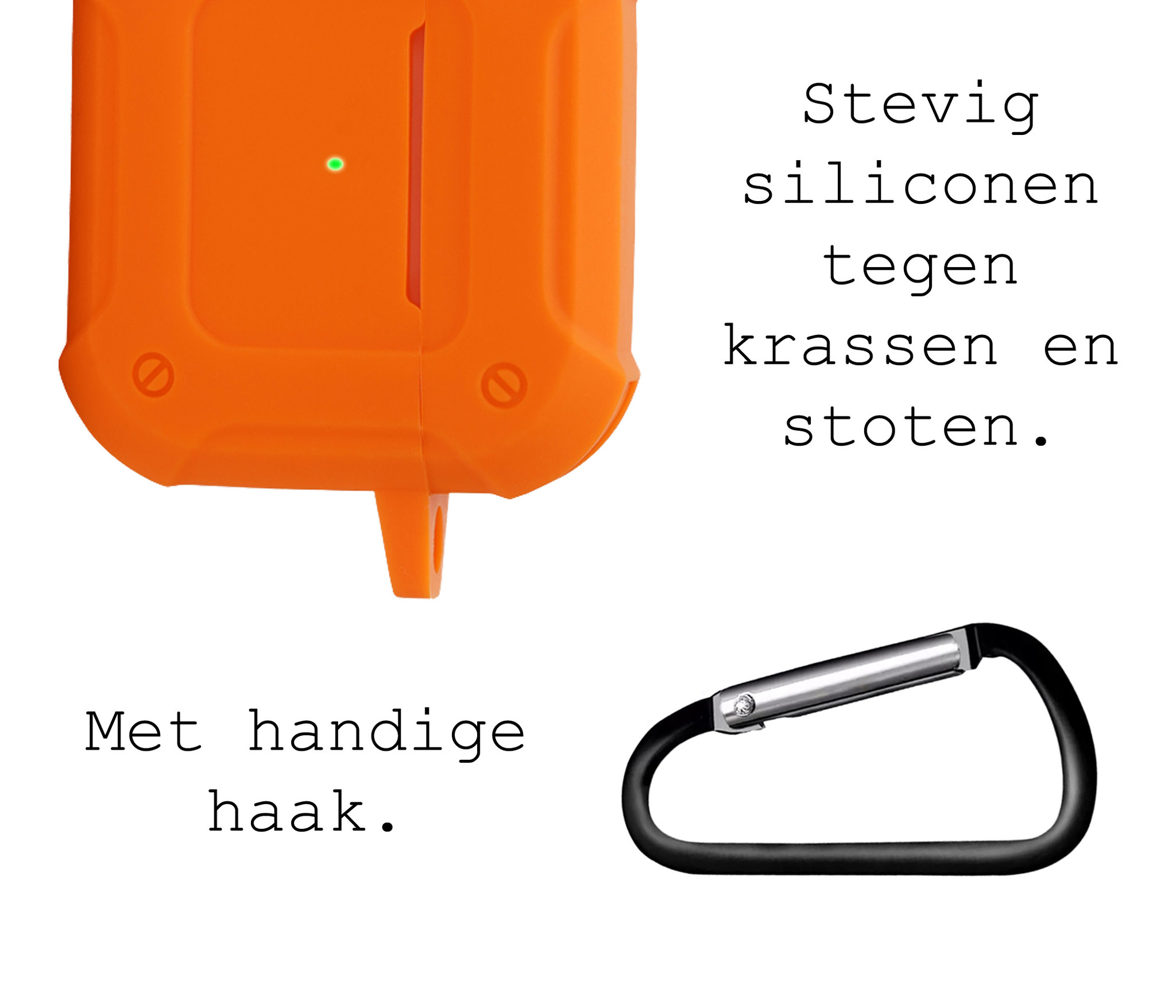 BASEY. Case Geschikt voor AirPods 3 Hoesje Siliconen Shockproof Hoes Cover Met Clip - Hoes Geschikt voor Apple AirPods 3 Case Siliconen - Oranje