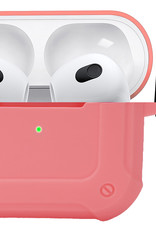 BASEY. Case Geschikt voor AirPods 3 Hoesje Siliconen Shockproof Hoes Cover Met Clip - Hoes Geschikt voor Apple AirPods 3 Case Siliconen - Roze