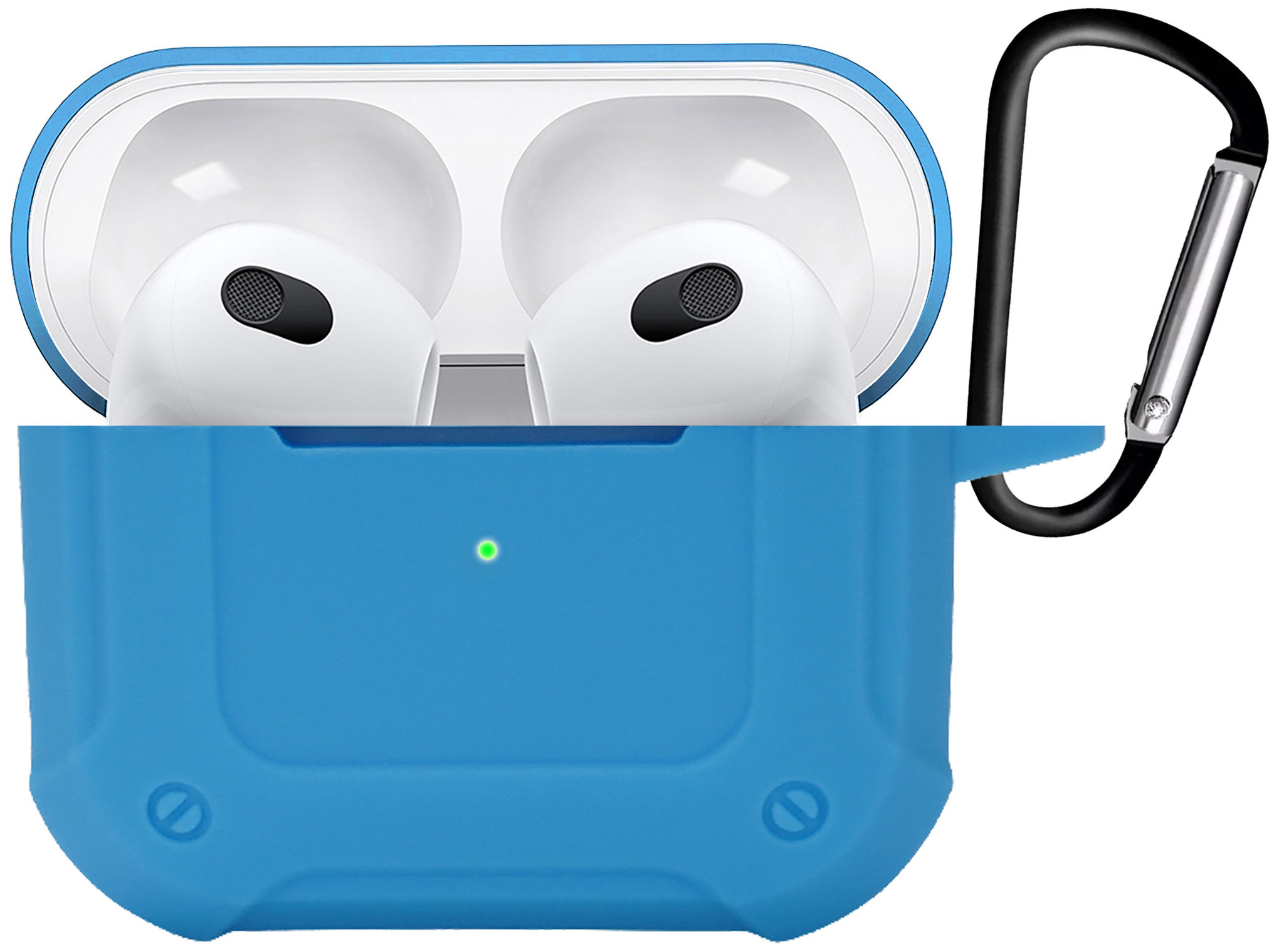 BASEY. Case Geschikt voor AirPods 3 Hoesje Siliconen Shockproof Hoes Cover Met Clip - Hoes Geschikt voor Apple AirPods 3 Case Siliconen - Lichtblauw