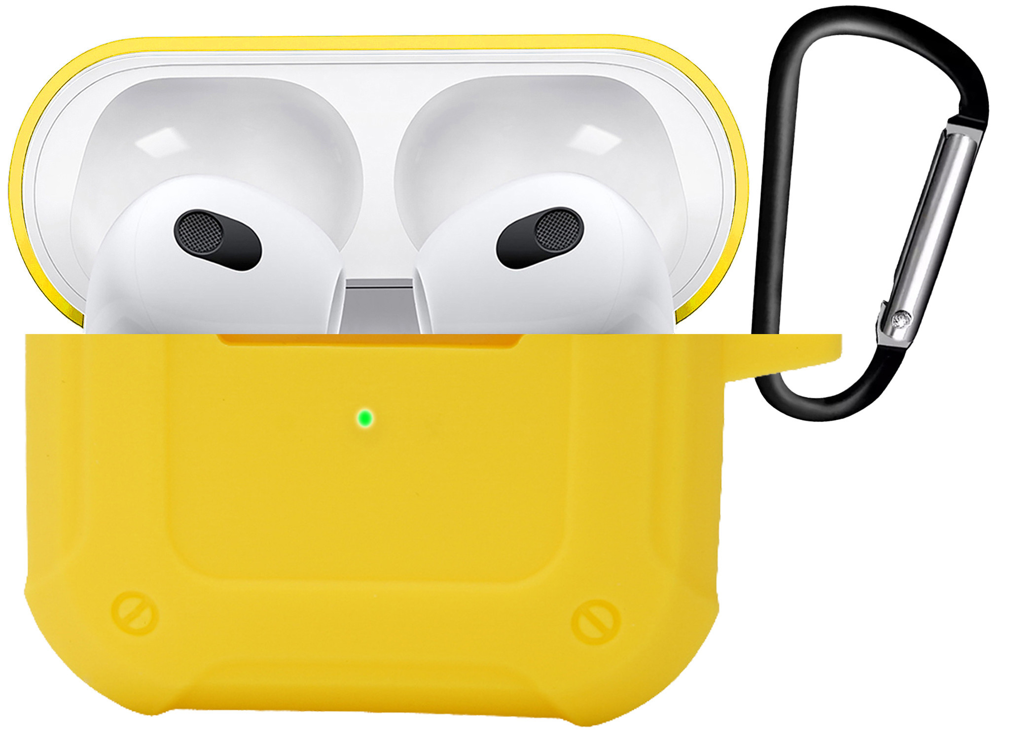 BASEY. Case Geschikt voor AirPods 3 Hoesje Siliconen Shockproof Hoes Cover Met Clip - Hoes Geschikt voor Apple AirPods 3 Case Siliconen - Geel