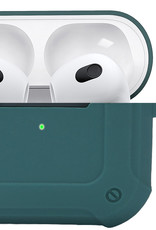 BASEY. Case Geschikt voor AirPods 3 Hoesje Siliconen Shockproof Hoes Cover Met Clip - Hoes Geschikt voor Apple AirPods 3 Case Siliconen - Donkergroen