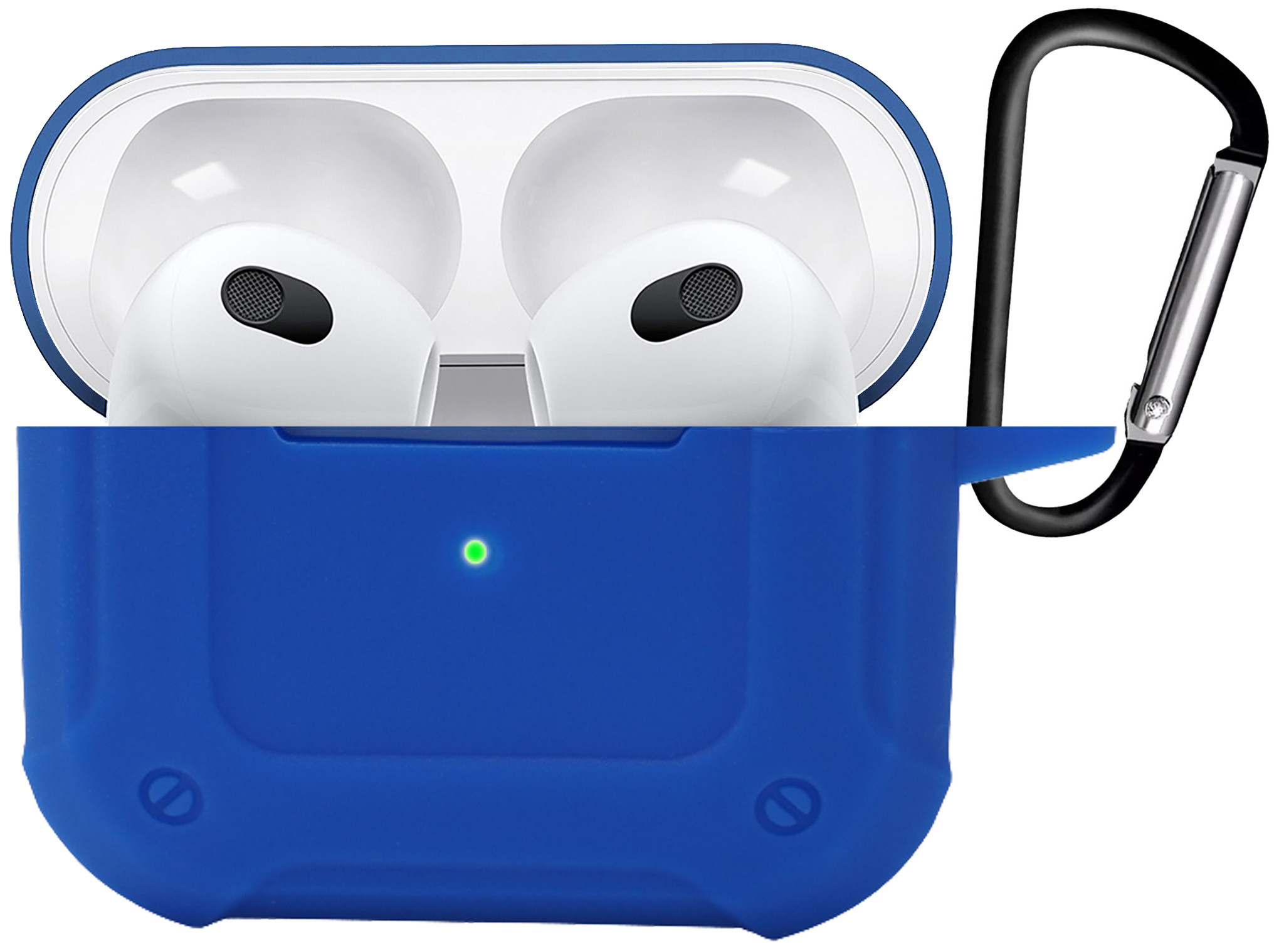 BASEY. Case Geschikt voor AirPods 3 Hoesje Siliconen Shockproof Hoes Cover Met Clip - Hoes Geschikt voor Apple AirPods 3 Case Siliconen - Donkerblauw