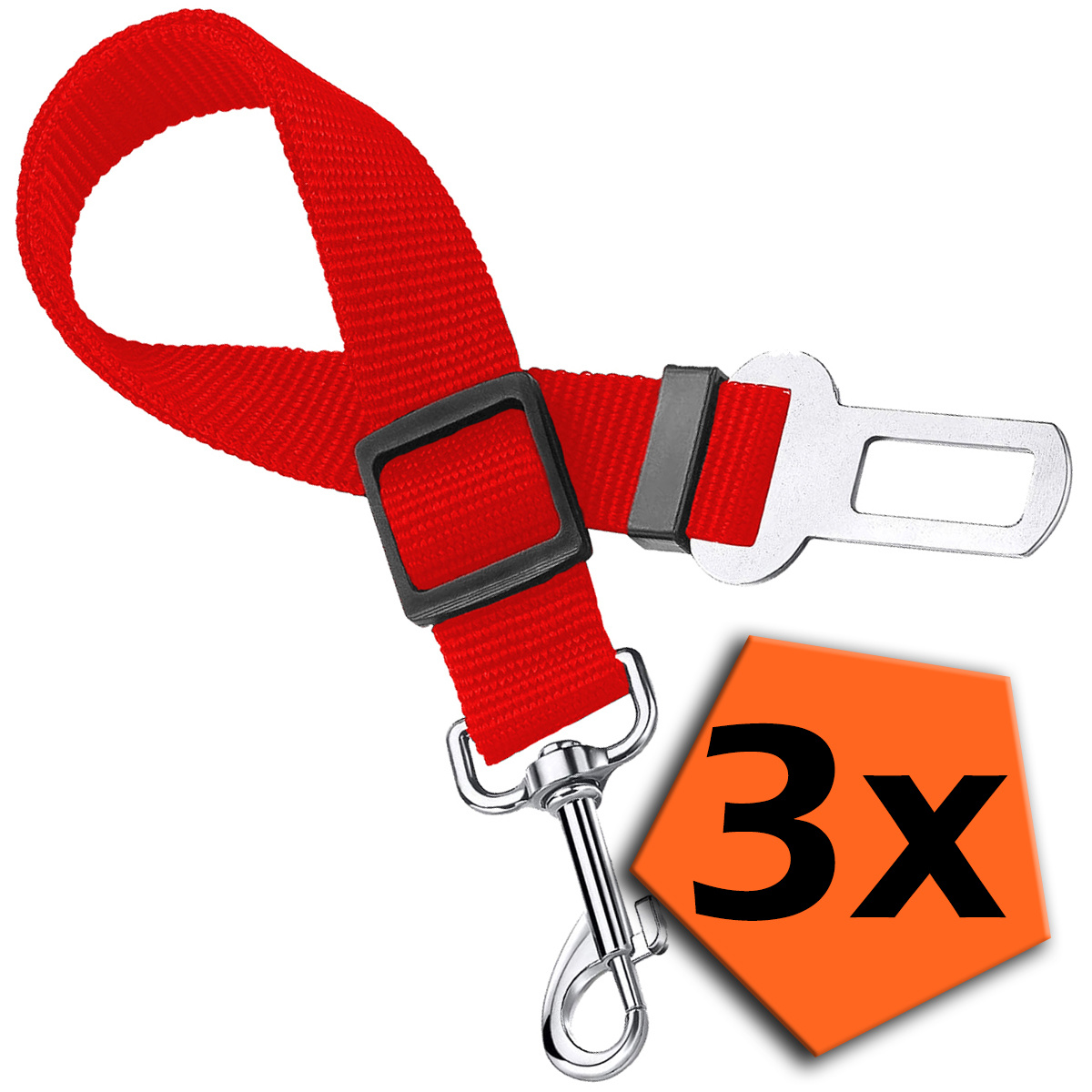 Nomfy Hondengordel Autogordel Universele Hondenriem Auto Verstelbaar Rood - 3x