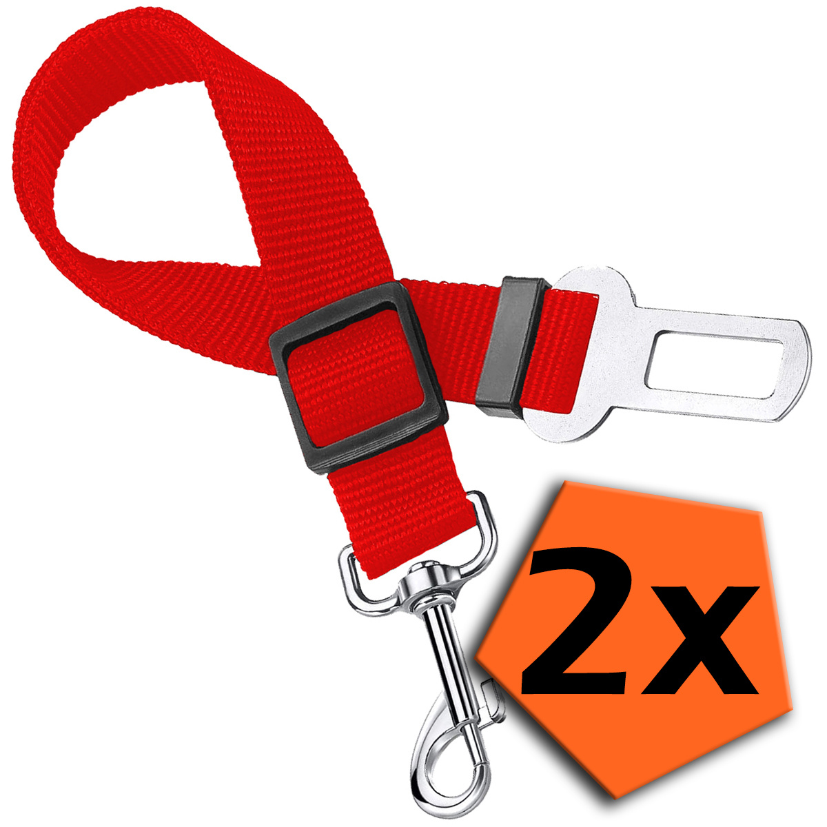 Nomfy Hondengordel Autogordel Universele Hondenriem Auto Verstelbaar Rood - 2x