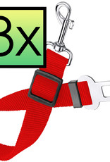 NoXx Verstelbaar Hondenriem Autogordel Universele Auto Hondengordel (3 Stuks) - Rood