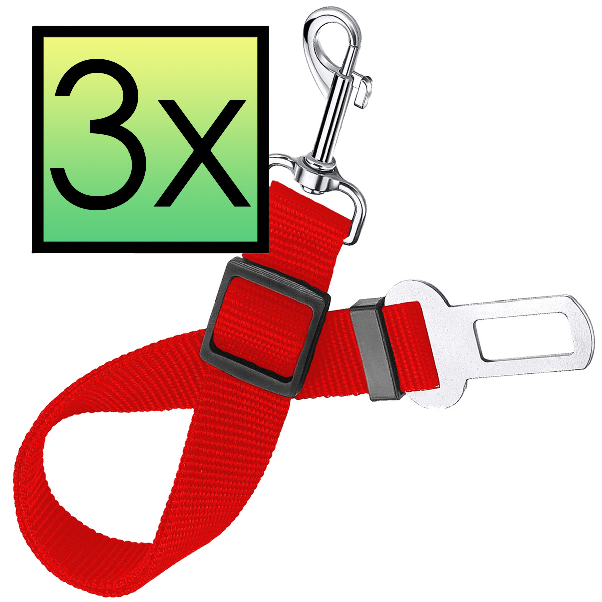 NoXx Verstelbaar Hondenriem Autogordel Universele Auto Hondengordel (3 Stuks) - Rood