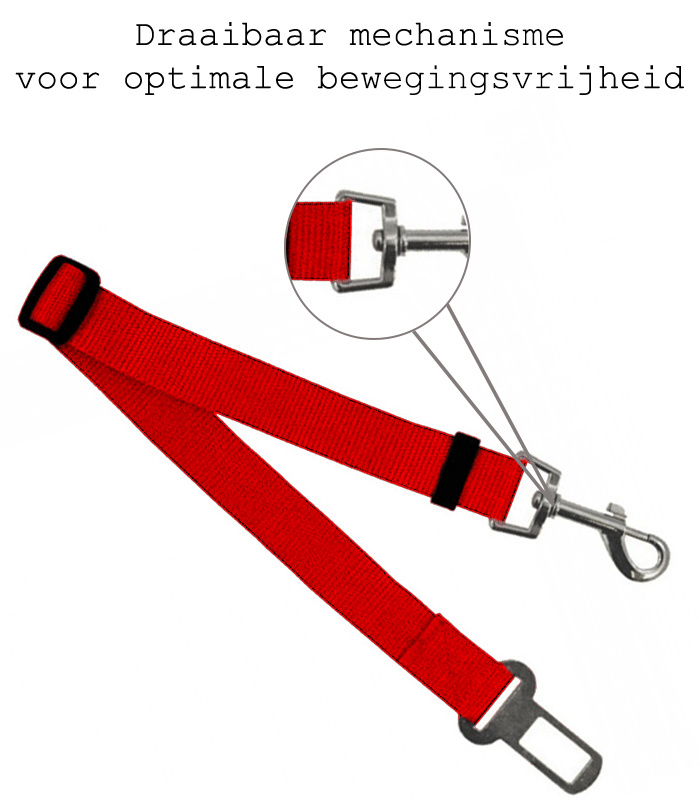 BASEY. Hondenriem Autogordel Hondentuig Verstelbare Hondengordel - Rood
