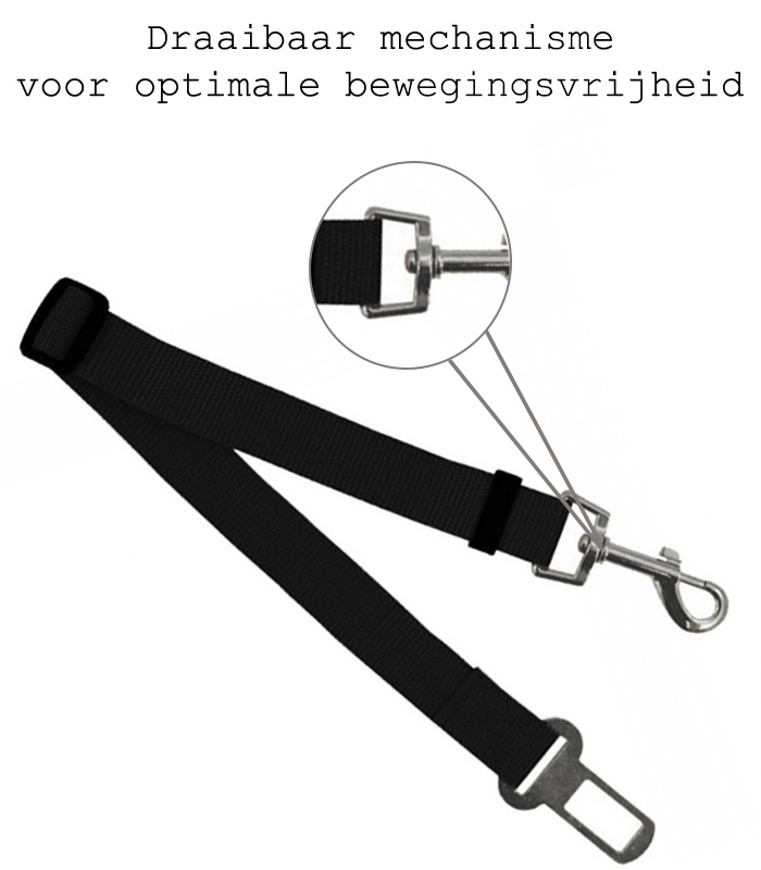 BASEY. Hondenriem Autogordel Hondentuig Verstelbare Hondengordel Zwart - 3 Stuks