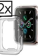 NoXx Geschikt Voor Apple Watch 7 Hoes 41 mm - Voor Apple Watch Siliconen Case Transparant Hoesje - 2x