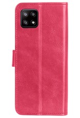 Nomfy Hoesje Geschikt voor Samsung M22 Hoes Bookcase Flipcase Book Cover - Hoes Geschikt voor Samsung Galaxy M22 Hoesje Book Case - Donkerroze
