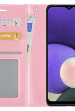 Nomfy Hoesje Geschikt voor Samsung M22 Hoes Bookcase Flipcase Book Cover - Hoes Geschikt voor Samsung Galaxy M22 Hoesje Book Case - Lichtroze