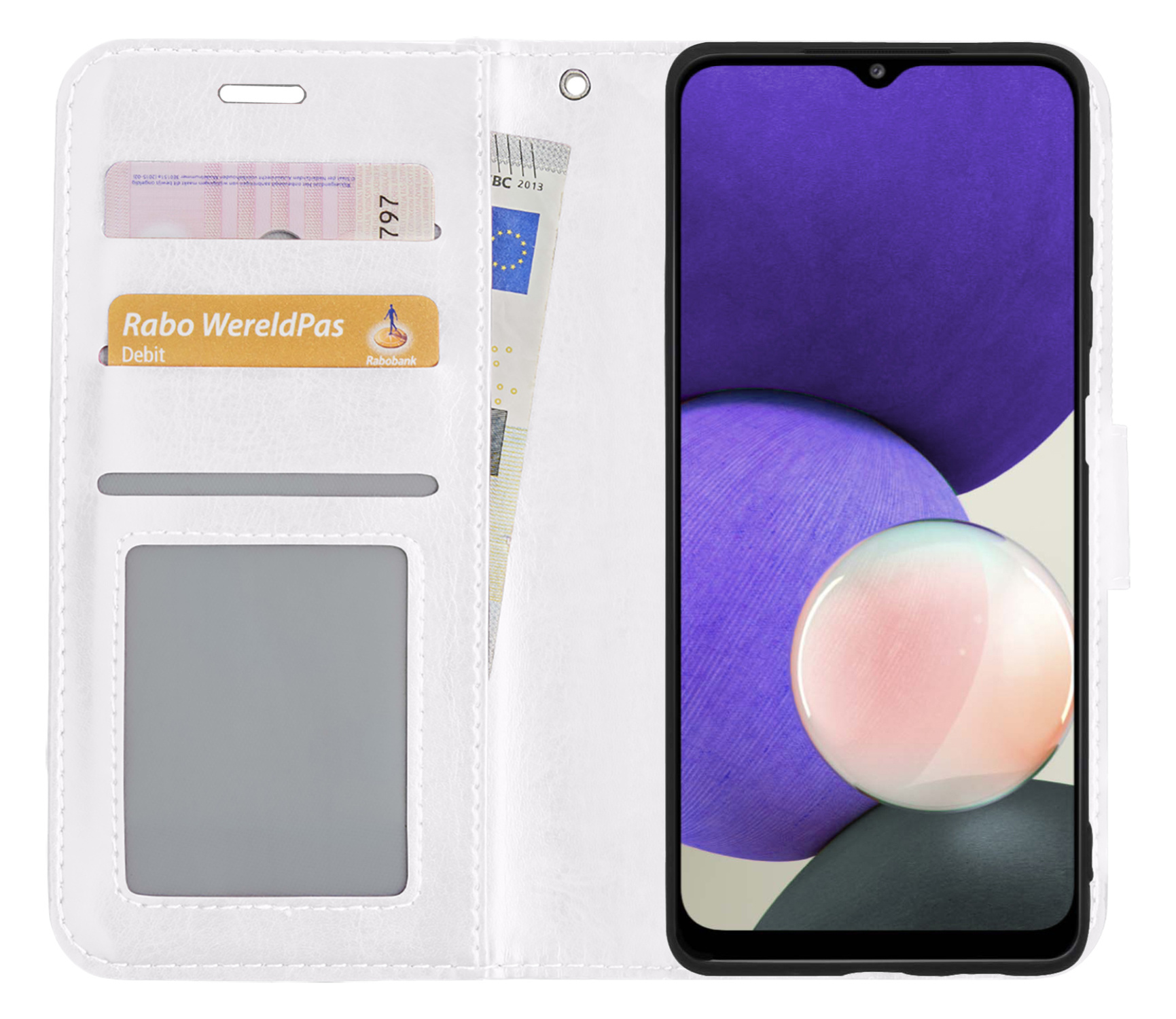 Nomfy Hoesje Geschikt voor Samsung M22 Hoes Bookcase Flipcase Book Cover - Hoes Geschikt voor Samsung Galaxy M22 Hoesje Book Case - Wit