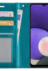 Nomfy Hoesje Geschikt voor Samsung M22 Hoes Bookcase Flipcase Book Cover - Hoes Geschikt voor Samsung Galaxy M22 Hoesje Book Case - Turquoise