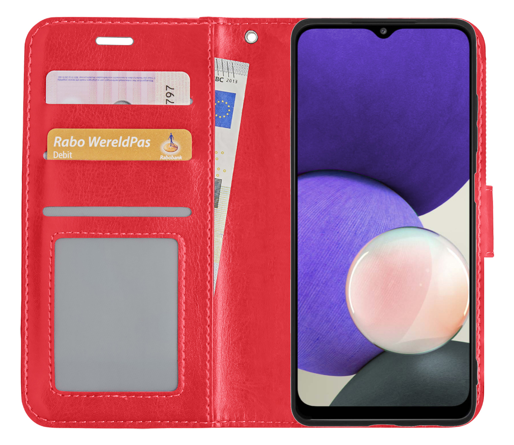 Nomfy Hoesje Geschikt voor Samsung M22 Hoes Bookcase Flipcase Book Cover - Hoes Geschikt voor Samsung Galaxy M22 Hoesje Book Case - Rood