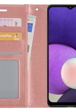 NoXx Hoes Geschikt voor Samsung M22 Hoesje Book Case Hoes Flip Cover Wallet Bookcase - Rosé goud
