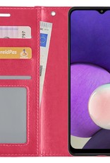 NoXx Hoes Geschikt voor Samsung M22 Hoesje Book Case Hoes Flip Cover Wallet Bookcase - Donkerroze